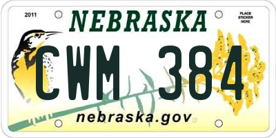 NE license plate CWM384