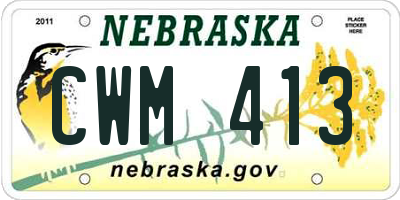 NE license plate CWM413