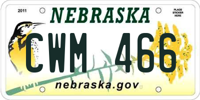 NE license plate CWM466