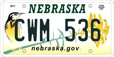 NE license plate CWM536