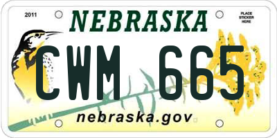 NE license plate CWM665