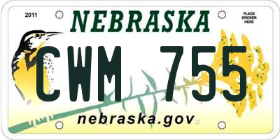 NE license plate CWM755