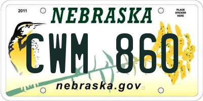 NE license plate CWM860
