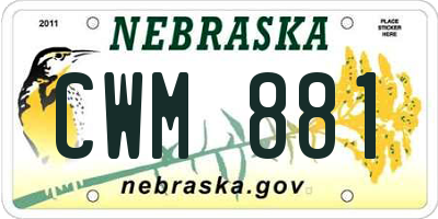 NE license plate CWM881