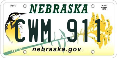 NE license plate CWM911