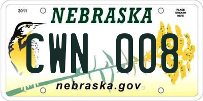 NE license plate CWN008