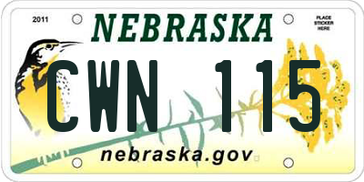 NE license plate CWN115