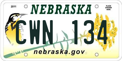 NE license plate CWN134
