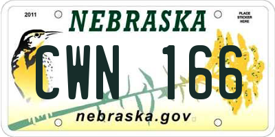 NE license plate CWN166