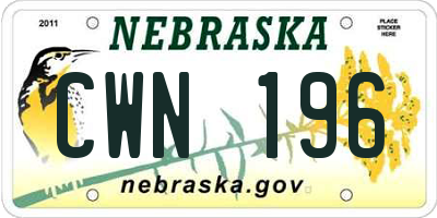 NE license plate CWN196