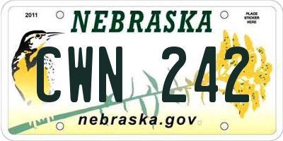 NE license plate CWN242