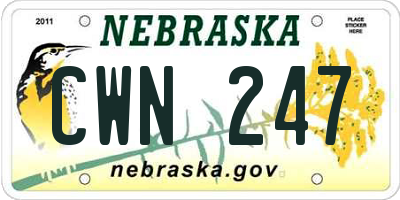 NE license plate CWN247