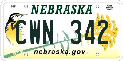 NE license plate CWN342