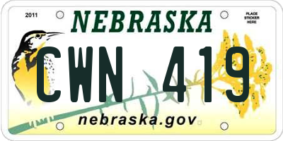 NE license plate CWN419