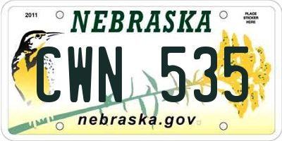 NE license plate CWN535