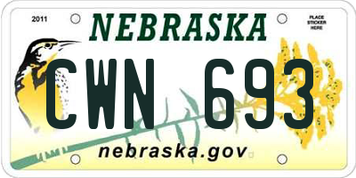 NE license plate CWN693