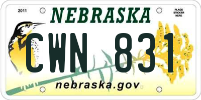 NE license plate CWN831