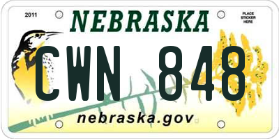 NE license plate CWN848