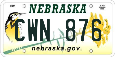 NE license plate CWN876