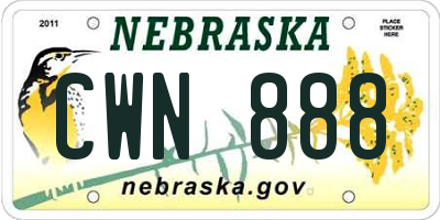 NE license plate CWN888