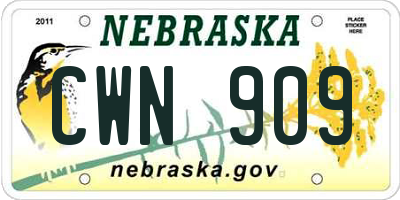 NE license plate CWN909