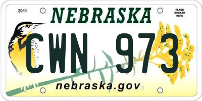 NE license plate CWN973