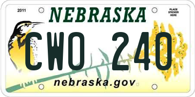 NE license plate CWO240