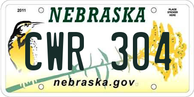 NE license plate CWR304