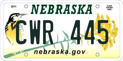 NE license plate CWR445