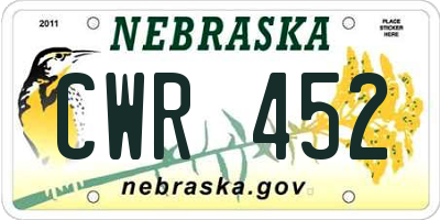 NE license plate CWR452