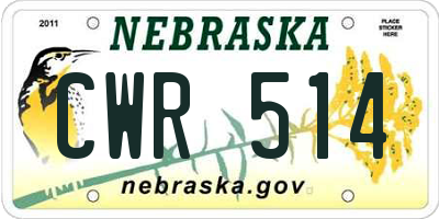 NE license plate CWR514