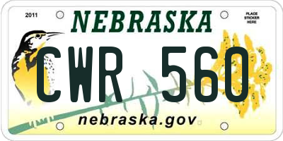 NE license plate CWR560