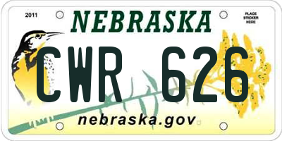 NE license plate CWR626