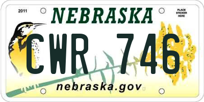 NE license plate CWR746