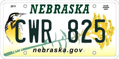 NE license plate CWR825