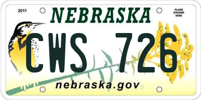 NE license plate CWS726