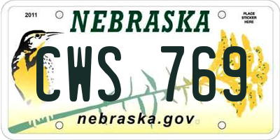 NE license plate CWS769
