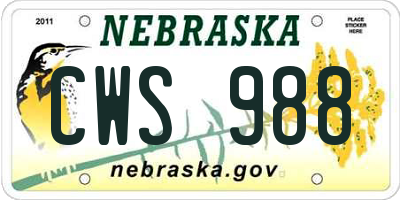 NE license plate CWS988