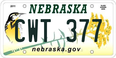 NE license plate CWT377