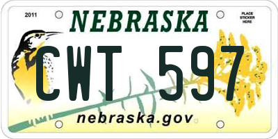 NE license plate CWT597