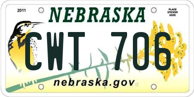 NE license plate CWT706