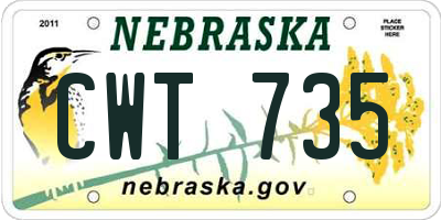 NE license plate CWT735