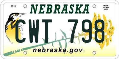 NE license plate CWT798