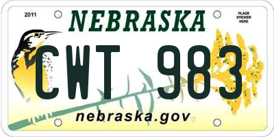 NE license plate CWT983