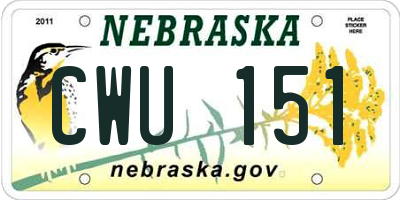 NE license plate CWU151