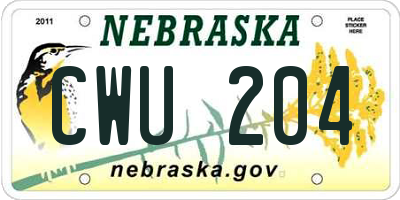 NE license plate CWU204