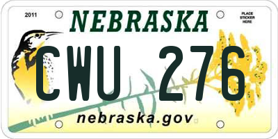 NE license plate CWU276