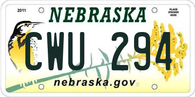 NE license plate CWU294