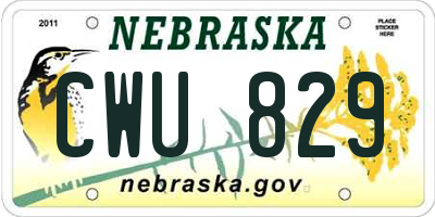 NE license plate CWU829