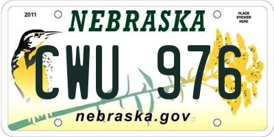 NE license plate CWU976